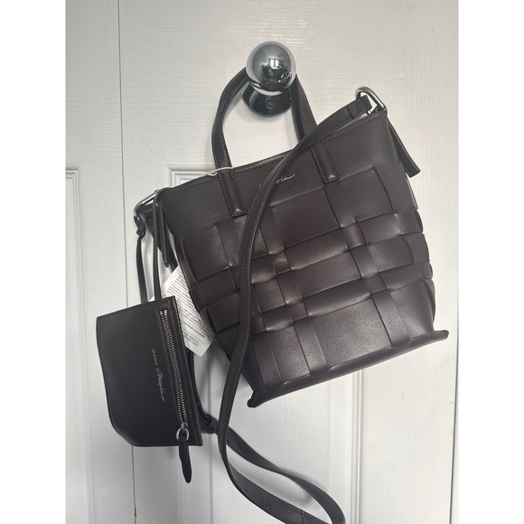 3.1 Phillip Lim Chocolate Leather Mini Modern Lattice Bucket Bag with Pouch - Picture 8 of 10